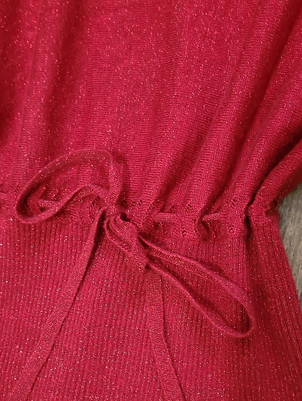 Dark Red Sparkle Blouse with Dolman Sleeves - Picture 4 of 5